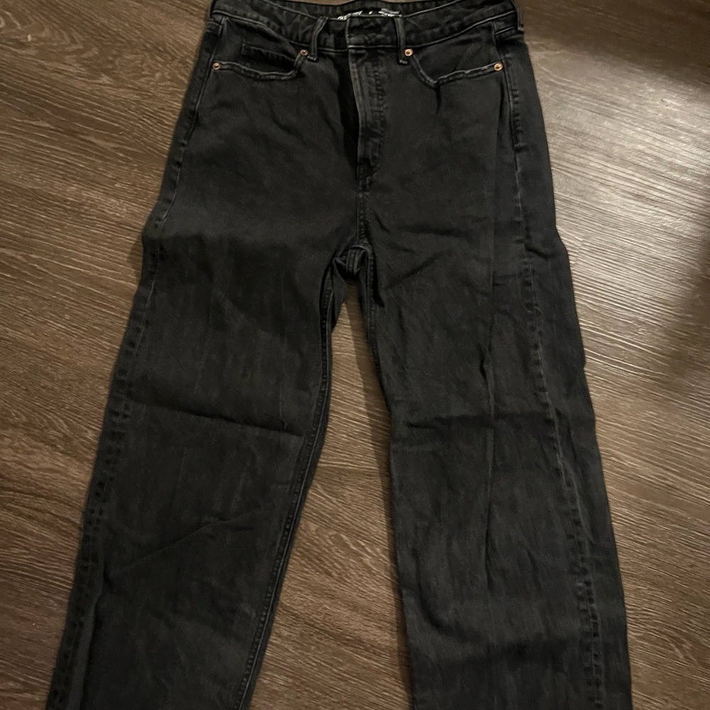 extra high rise sky-hi wide leg in vintage black